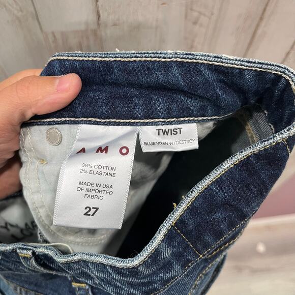 AMO Twist Blue Vixen With Destroy Skinny Jeans Womens Size 27 - Picture 4 of 7